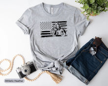 Load image into Gallery viewer, American Flag Motorcycle Shirt, Patriot Biker Shirt, Bike Rider Shirt, Motorcycle Lover, Dirtbike Shirt
