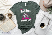 Load image into Gallery viewer, Be A Badass With A Sweet Ass Shirt, Fitness Shirt, Workout Shirt, Yoga Shirt, Girl Fitness Gifts
