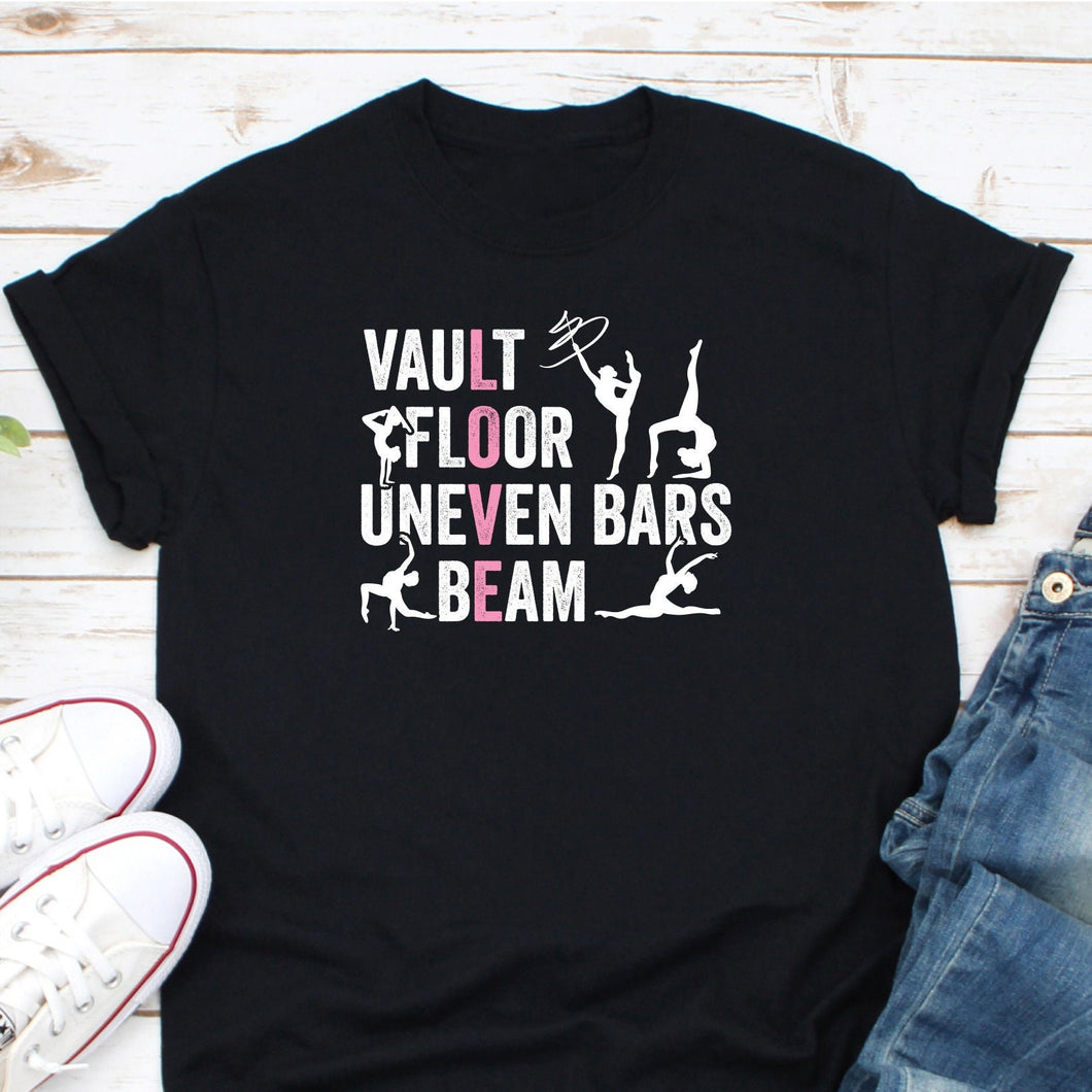 Vault Floor Uneven Bars Beam Shirt, Gymnastics Lover Shirt, Gymnastics Shirt, Love Gymnastics Shirt