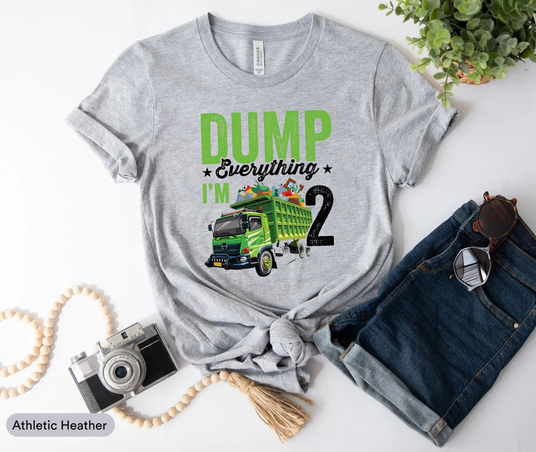 Dump Everything I'm 2 Shirt, Garbage Truck Birthday Boy Shirt, 2nd Birthday Boy Shirt