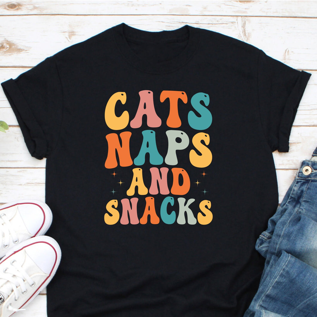 Cats Naps And Snacks Shirt, Cat Shirt, Cat Lover Gift, Cat Owner Shirt, Cat Mom Shirt, Cat Dad Shirt I Love Cats Shirt