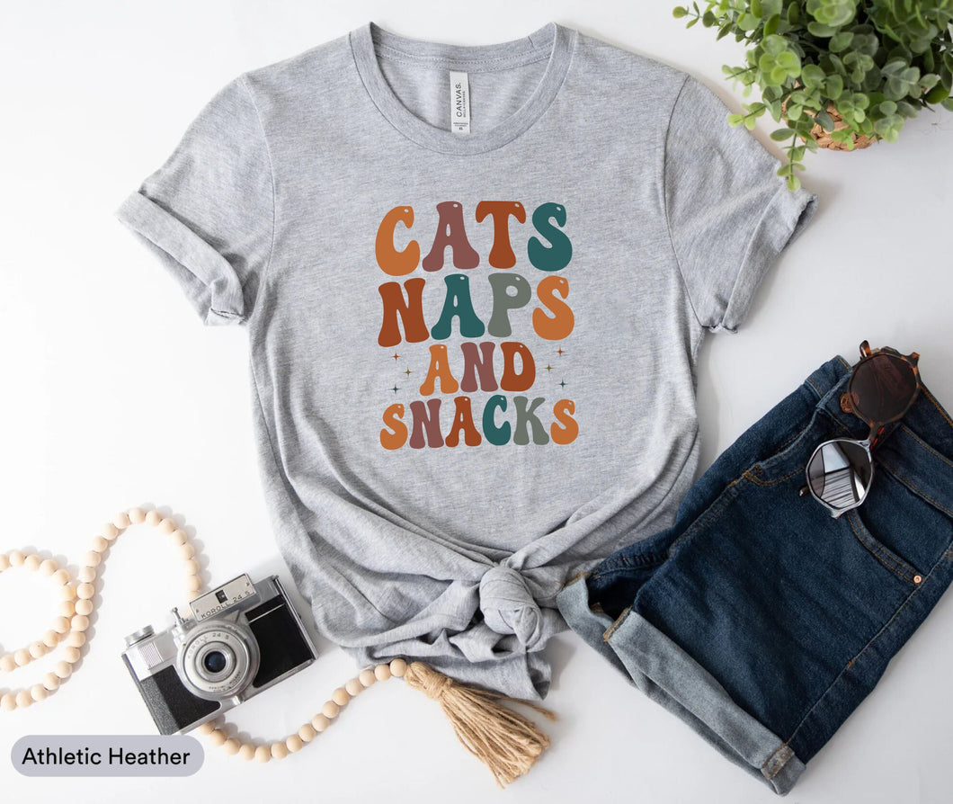 Cats Naps And Snacks Shirt, Cat Lover Gift, Cat Mom Gift, Cool Cat Shirt, Cat Lady Shirt, Nap Queen Shirt