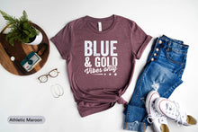 Load image into Gallery viewer, Blue And Gold Vibes Only Shirt, College Sports Shirt, Cheery Vibes Shirt, Sports Vibes Shirt
