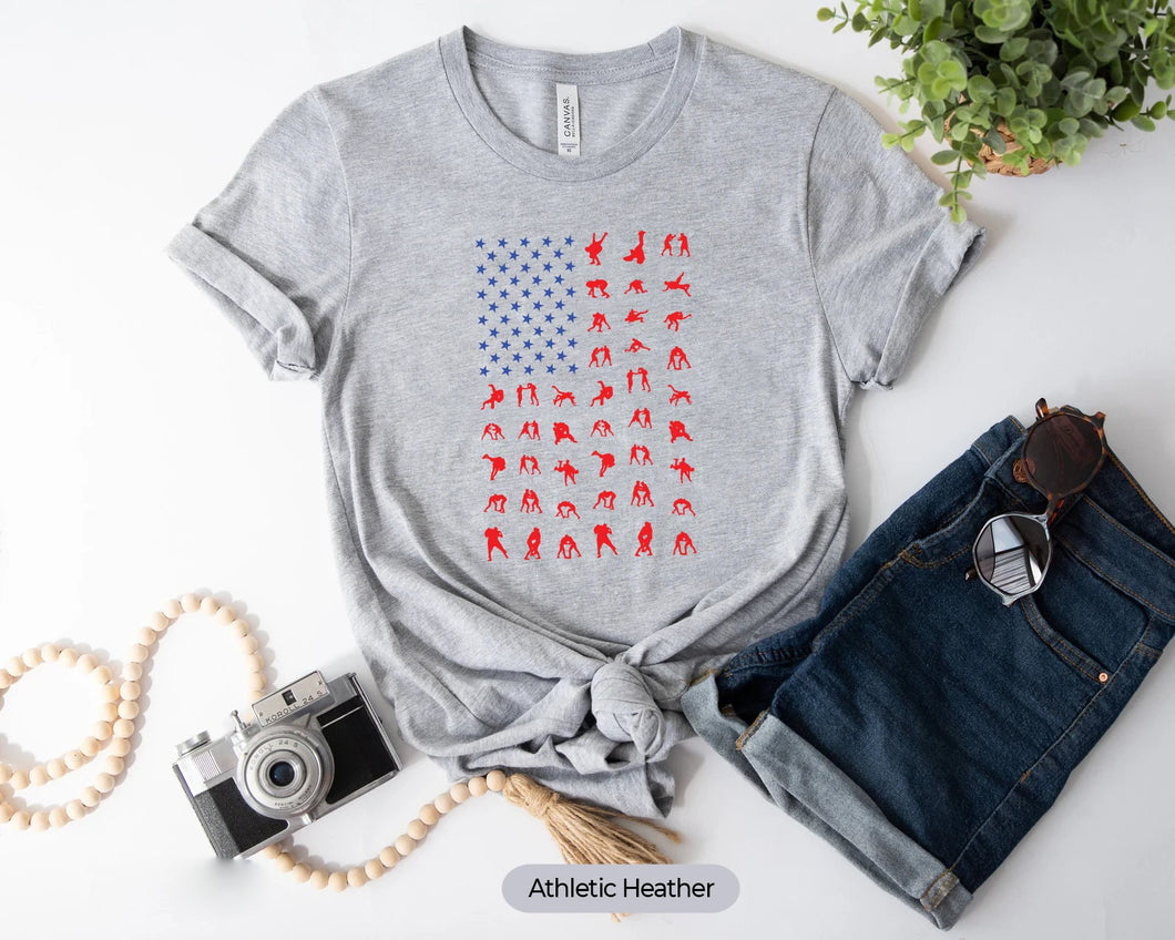 American Flag Wrestling Shirt, Wrestling Coach Gift, Wrestling Lover Shirt, Wrestling Fan Shirt