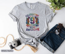 Load image into Gallery viewer, Celebrating 9 Years Of Being Awesome Shirt, 9th Birthday Shirt, Born In 2013 Shirt, 9 Years Old Shirt
