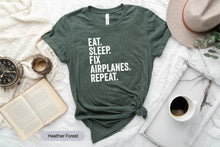 Load image into Gallery viewer, Eat Sleep Fix Airplane Repeat Shirt, Airplane Mechanic Shirt, Plane Mechanic Shirt
