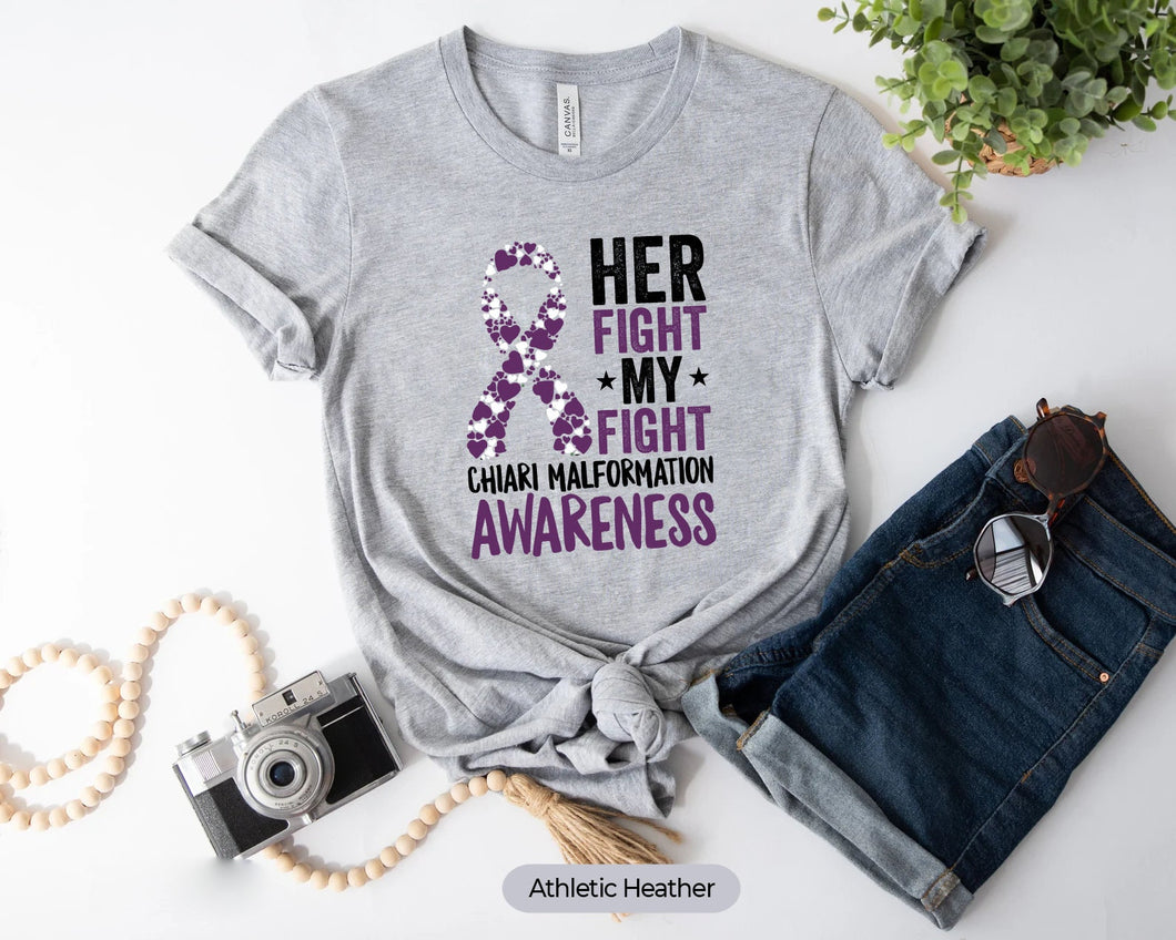 Her Fight Is My Fight Shirt, Chiari Malformation Awareness Shirt, Purple Ribbon Shirt