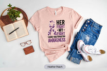 Load image into Gallery viewer, Her Fight Is My Fight Shirt, Chiari Malformation Awareness Shirt, Purple Ribbon Shirt
