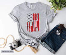 Load image into Gallery viewer, American Flag Knife Shirt, Kitchen Butcher Shirt, Gift For Butcher, Chef&#39;s Knife Shirt
