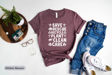 Load image into Gallery viewer, Save Bees Rescue Recycle Plant Clean Care Shirt, Save The Bees Shirt, Bee Lover Shirt
