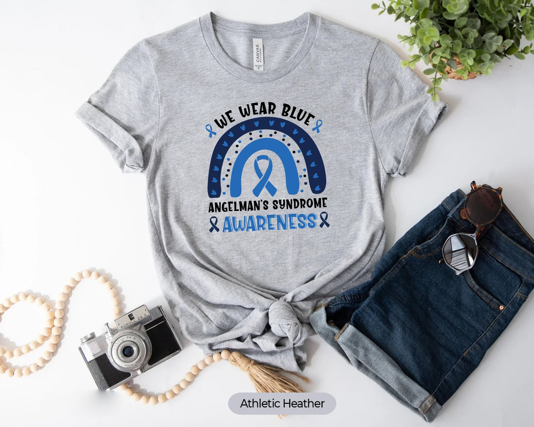 We Wear Blue Angelman's Syndrome Awareness Shirt, Blue Ribbon Shirt, Angelman's Syndrome Fighter Shirt