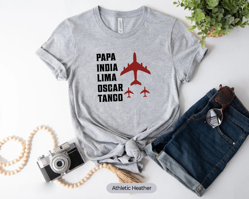 Papa India Lima Oscar Tango Shirt, Pilot Shirt, Airplane Dad Shirt, Heli Dad Shirt